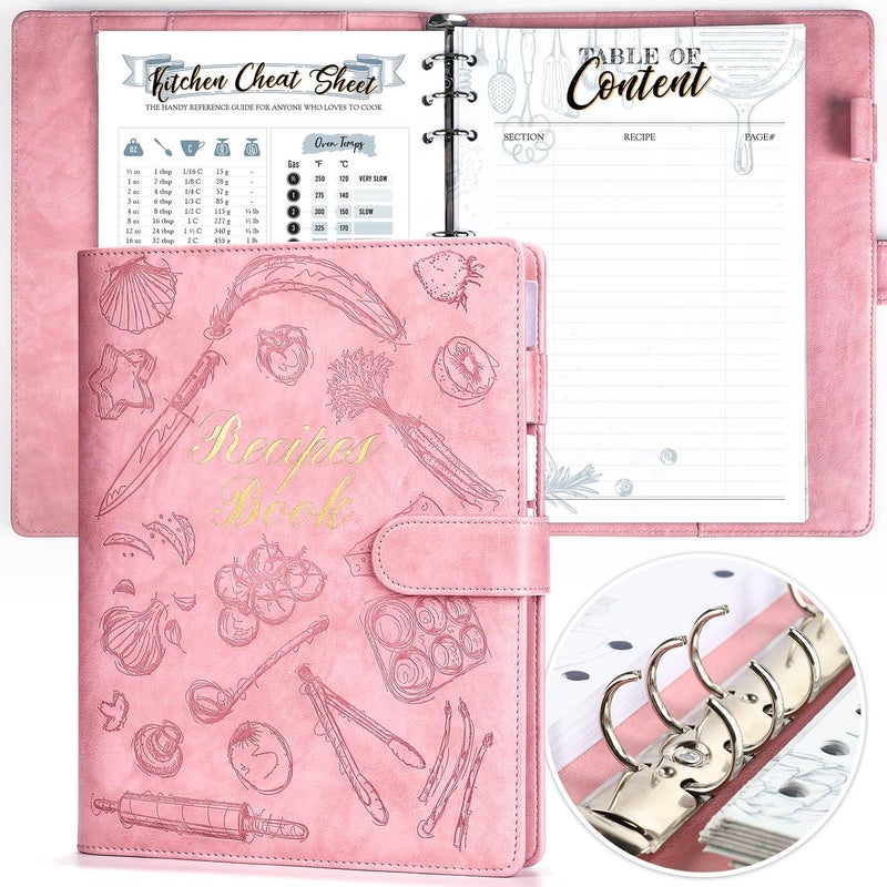 molekaus molekaus Recipe Book Blank Recipe Book to Write in Your Own RecipesRecipe Notebook for Family Cooking Removable Hardcover 7 x 10Recipe Journal with 160 Pages  Pink 