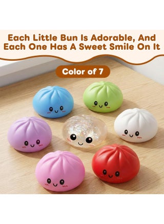 Dumpling Squishies Toy, Giant Glitter Dumpling, Colorful Steamed Bun Stress Balls Fidget Sensory Toy,Squeeze Dough Ball Stress Relief Hand Toys with Food Steamer Stretchy Desk Toys (Transparent) - view 5