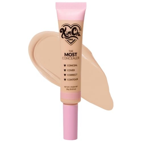 Kimchi Chic KimChiChic Beauty The Most Concealer Full Coverage Water Resistant MultiUse Concealer Conceal Correct Contour Highlight Matte Satin Finish Brush Applicator 063 oz 04Medium Beige - Image 1