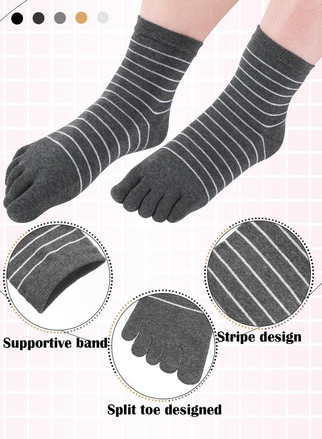 Sintege 5 Pairs Stripe Toe Socks Finger Socks Colorful Socks for Women Girl Supplies (Colorful,Trendy Style) - Image 3