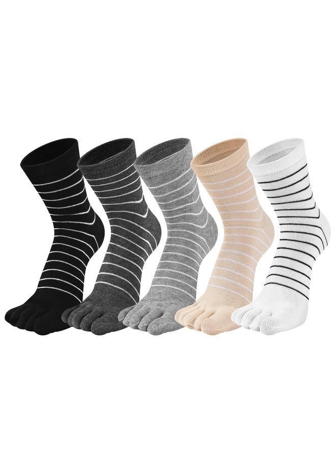 Sintege 5 Pairs Stripe Toe Socks Finger Socks Colorful Socks for Women Girl Supplies (Colorful,Trendy Style) - Image 1