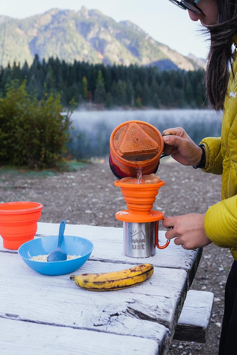 UST Collapsible Flexware Coffee Drip with Strong, Flexible, Compact, BPA Free Design and Lid Seal for Hiking, Backpacking, Camping and Outdoor Survival, Orange, One Size (20-CKT0019-09) - Image 3