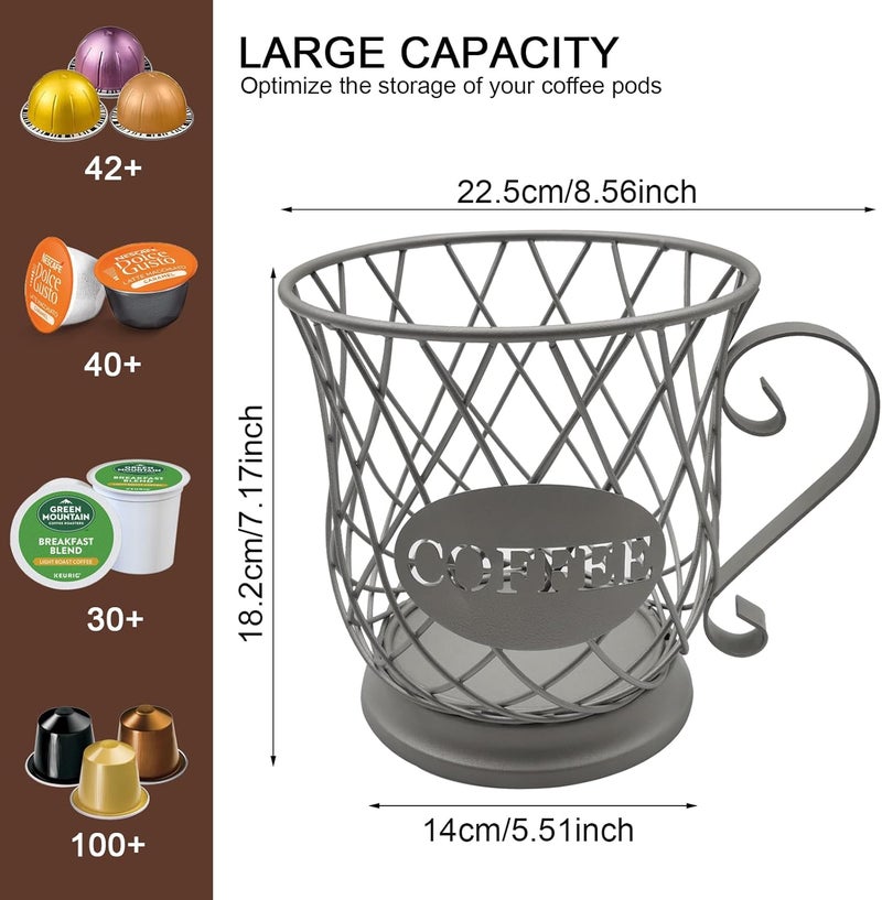 MFBJXC Coffee Pod Storage Basket, Capsule Holder for 35 K Cup Organizer, Bar Countertop Decor - Silver - Image 4