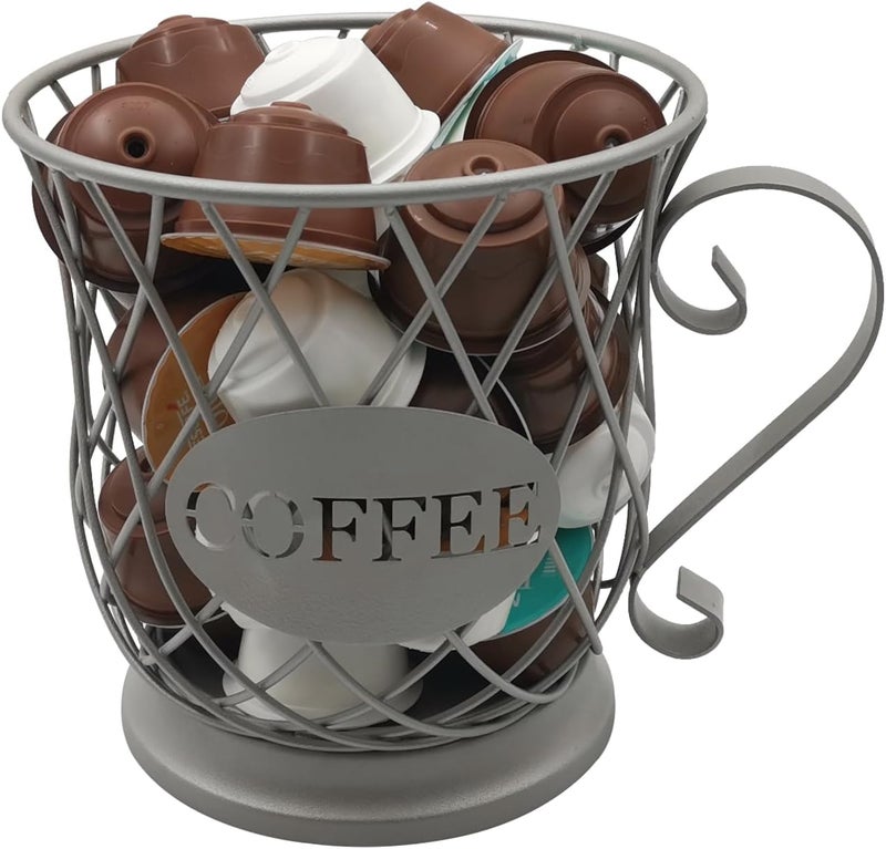 MFBJXC Coffee Pod Storage Basket, Capsule Holder for 35 K Cup Organizer, Bar Countertop Decor - Silver - Image 2