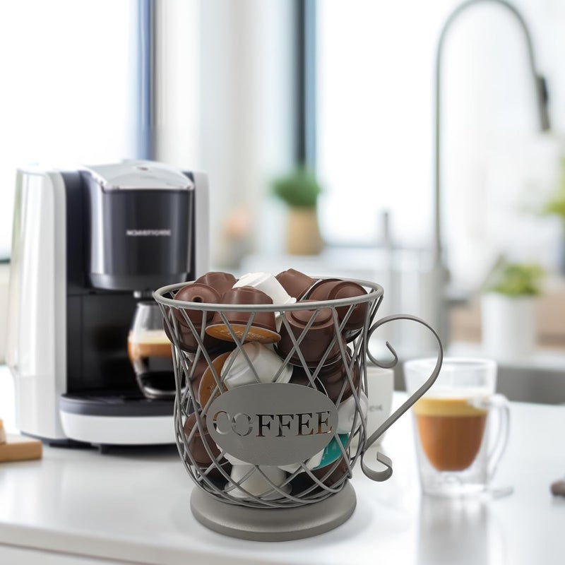 MFBJXC Coffee Pod Storage Basket, Capsule Holder for 35 K Cup Organizer, Bar Countertop Decor - Silver - Image 5