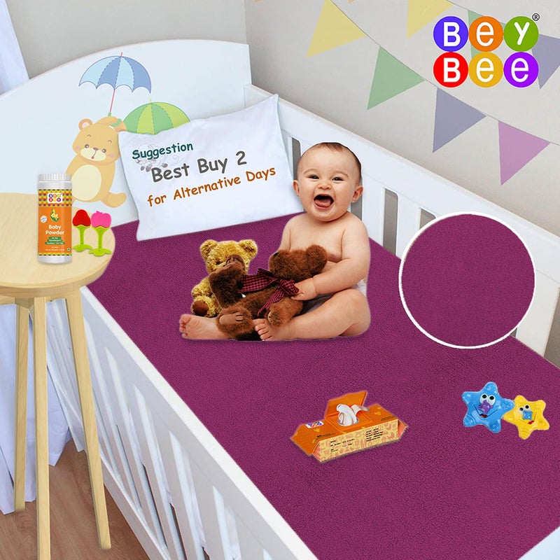Bey Bee BeyBee Waterproof Quick Dry Sheet for Baby|Anti-Piling Fleece Extra Absorbent Washable Matress Protector| Baby Bed Protector Sheet for Toddler, (Large Pack of 2, 100x140cm, Rani Pink) - Image 4