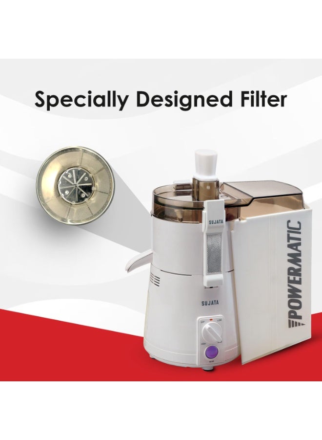 Sujata Powermatic Maxima Juicer Mixer Grinder|900 Watts Double Ball Bearing Motor|22000 RPM|Non-Stop 90 Mins Running|3 Jars including 1750ml Blender, 1000ml Grinder, 500ml Chutney Jar| (White) - Image 2