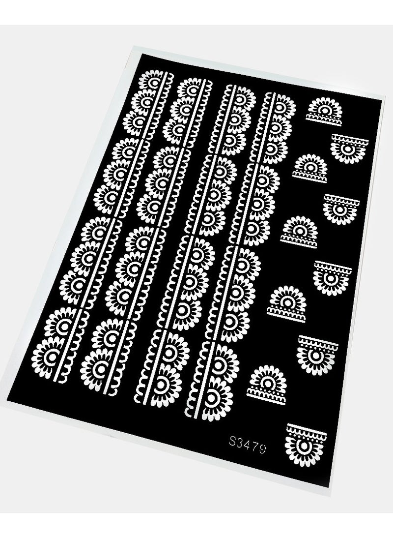 AROAQ Henna Tattoo Stencils,  Indian Temporary Tattoo Templates, Multi-purpose Removable Tattoo Stickers, Durable Body Art Stencil For Women Girls And Kids, ( S3479, 1Pc ) - Image 1