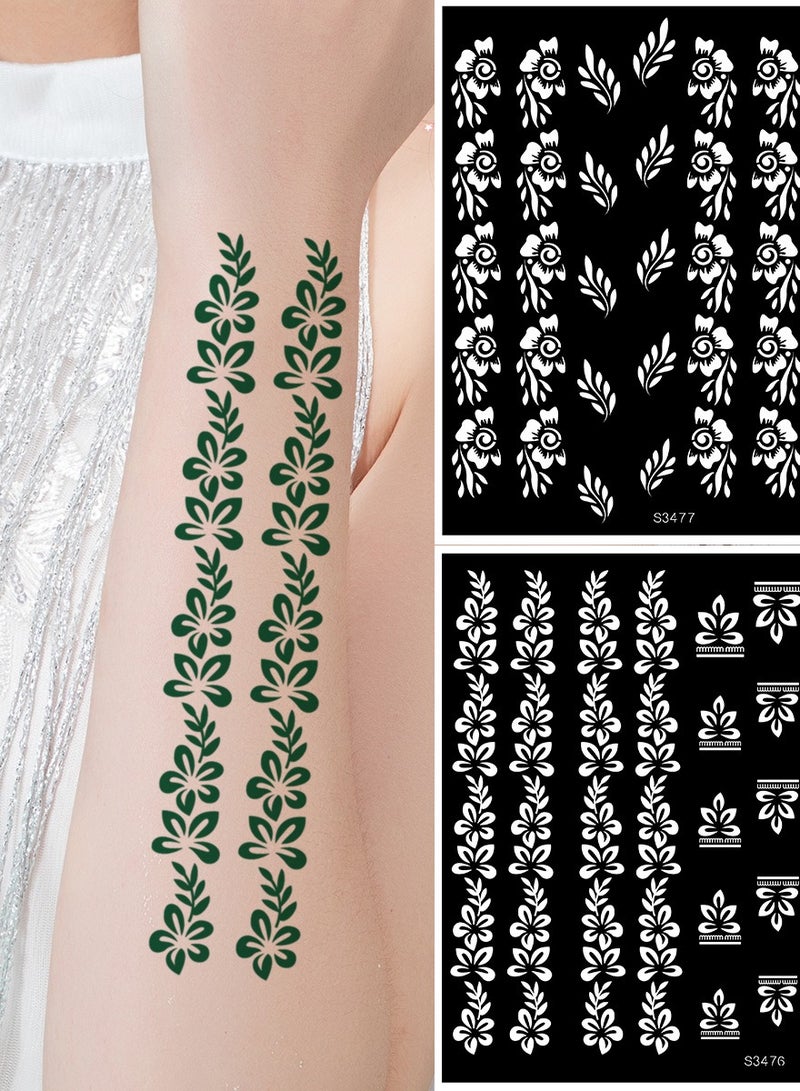 AROAQ Henna Tattoo Stencils,  Indian Temporary Tattoo Templates, Multi-purpose Removable Tattoo Stickers, Durable Body Art Stencil For Women Girls And Kids, ( S3479, 1Pc ) - Image 3