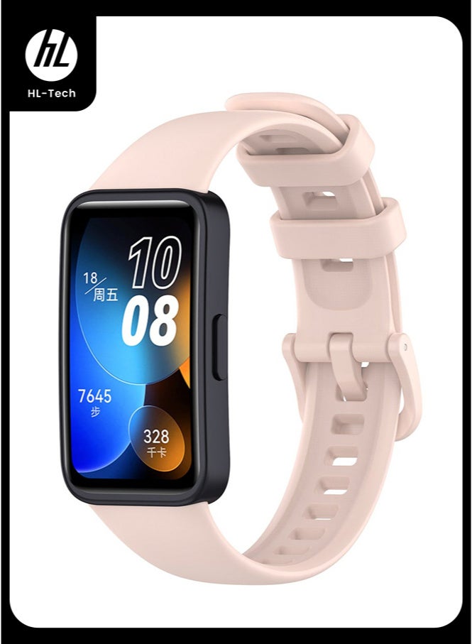 HL-Tech Silicone Strap Suitable for Huawei Band 10/9/8 Watchband Replacement Bracelet (Pink) - Image 1