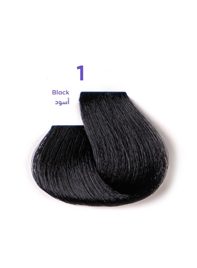 1B Hair Color Cream #1 Black – Permanent Jet Black Hair Dye with Tress Tones Tyrosine Complex | 100ml | Intense Black Pigment | Ultra Glossy, Long-Lasting Color for Bold & Brilliant Hair - Image 1