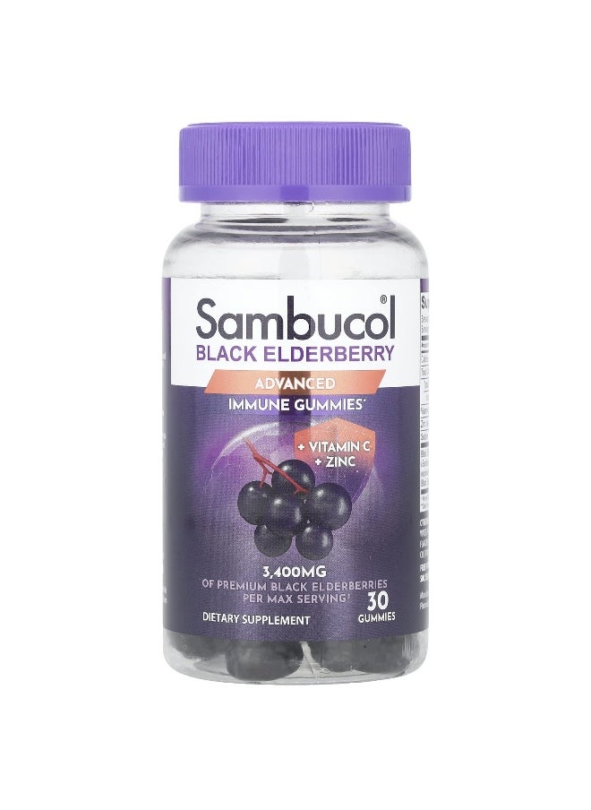 Sambucol Sambucol, Black Elderberry, Advanced Immune Gummies + Vitamin C + Zinc, 30 Gummies 
