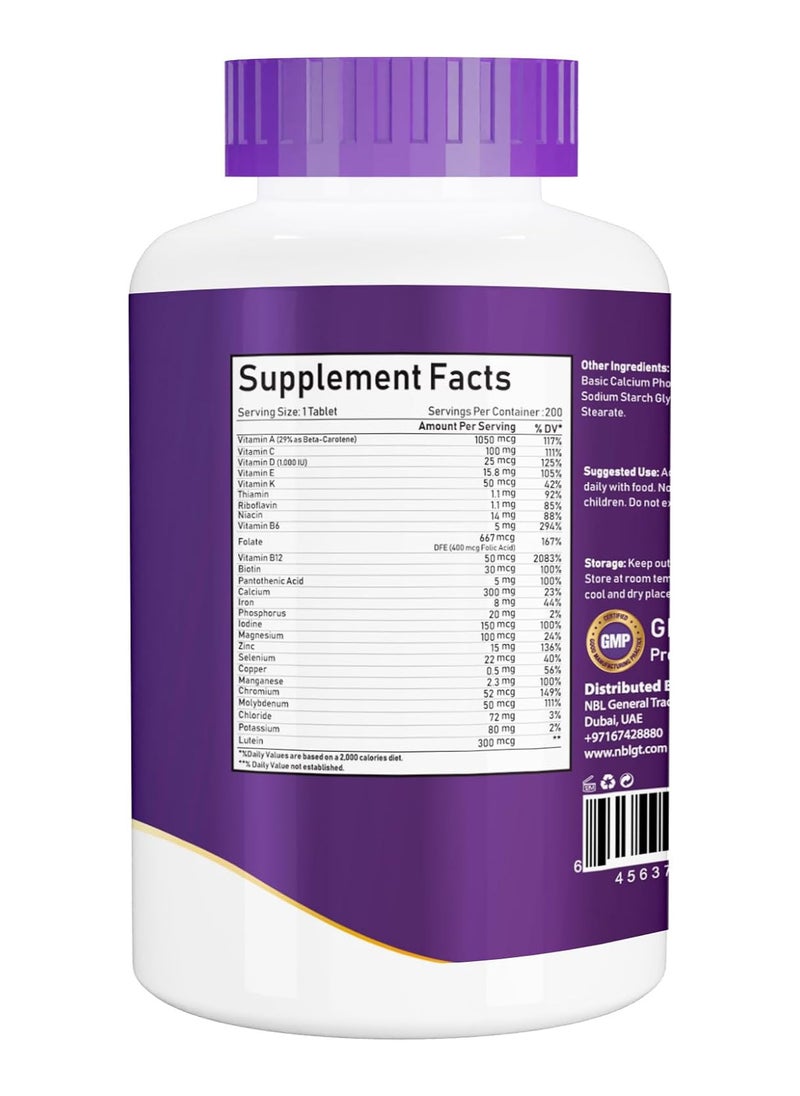 NBL Natural NBL Natural Women's Multivitamin for Women 50 Plus ,Supports Memory, 200 Tablets  - Image 2