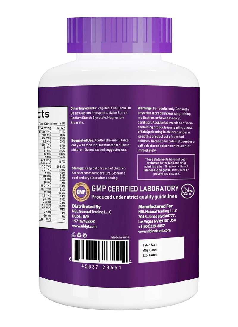 NBL Natural NBL Natural Women's Multivitamin for Women 50 Plus ,Supports Memory, 200 Tablets  - Image 4