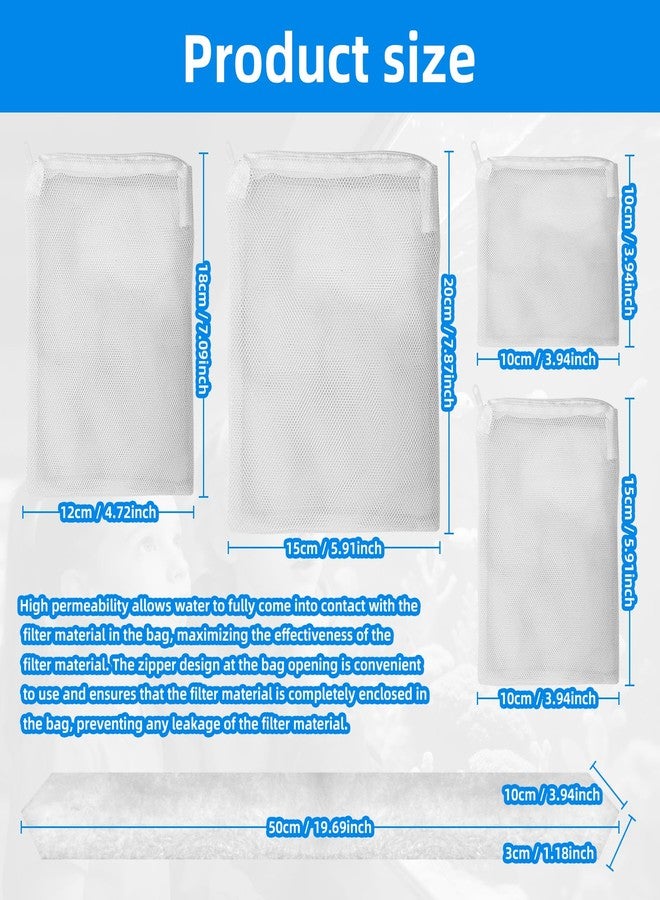 DEELEDM 24 Pcs Aquarium Filter Media Bag, Durable Polyester Reusable Filter Bags in 4 Sizes, Equipped with 1.64 Foot Aquarium Filter Floss Suitable for Aquariums and Fish Tanks - Image 2