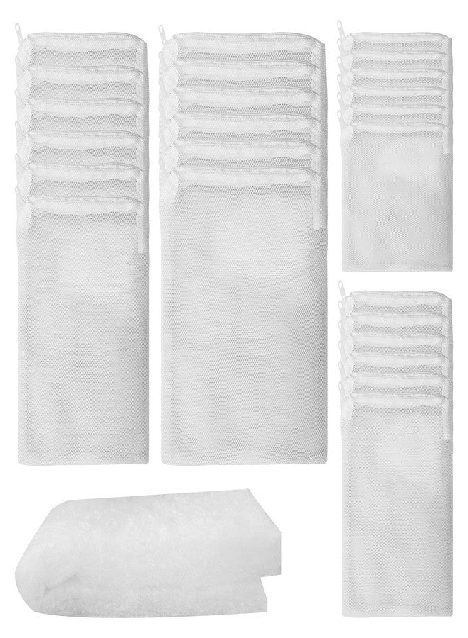 DEELEDM 24 Pcs Aquarium Filter Media Bag, Durable Polyester Reusable Filter Bags in 4 Sizes, Equipped with 1.64 Foot Aquarium Filter Floss Suitable for Aquariums and Fish Tanks - Image 1