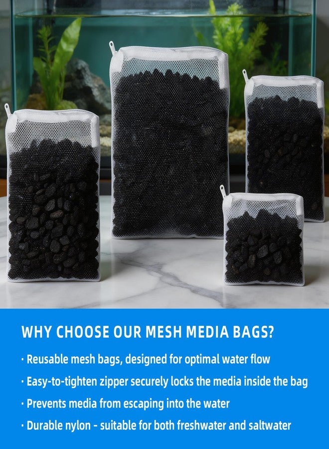 DEELEDM 24 Pcs Aquarium Filter Media Bag, Durable Polyester Reusable Filter Bags in 4 Sizes, Equipped with 1.64 Foot Aquarium Filter Floss Suitable for Aquariums and Fish Tanks - Image 4