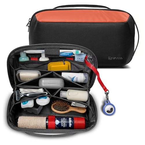 AirCase Multipurpose Toiletry Bag Pouch for Men & Women,Travel Organizer Pouch for Shaving & Makeup Kit, Cosmetic Accessories & Gadgets|10 Compartments,Premium 1680D Polyester, Water-Resistant(Orange) - Image 1