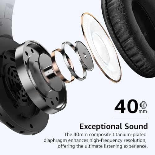 TOZO HA1 Bluetooth 5.4 Over Ear Headphones, 70H Playtime with Mic, Foldable Wireless Headset, Deep Bass Stereo Sound Customizable 32 EQ Music Mode Via Button & App for Travel and Home, Upgraded - Image 3