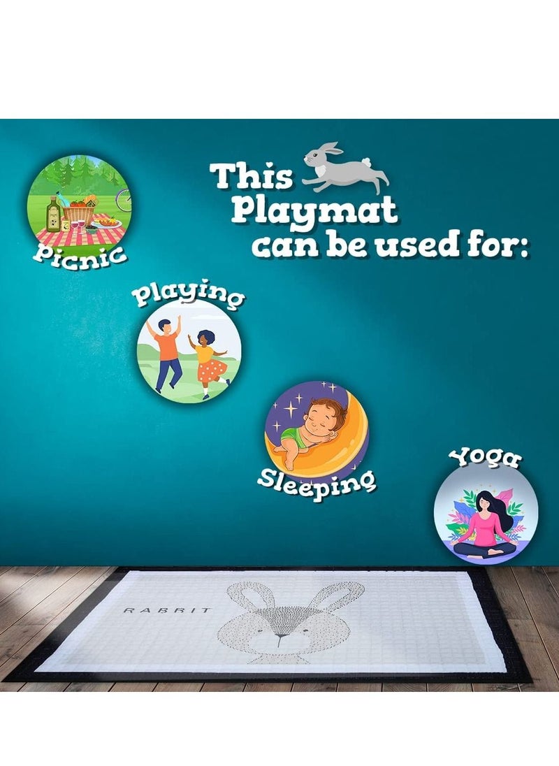 Baby Playmats large Crawling Pad Rabbit Design Cotton Soft Mat for Tummy Time