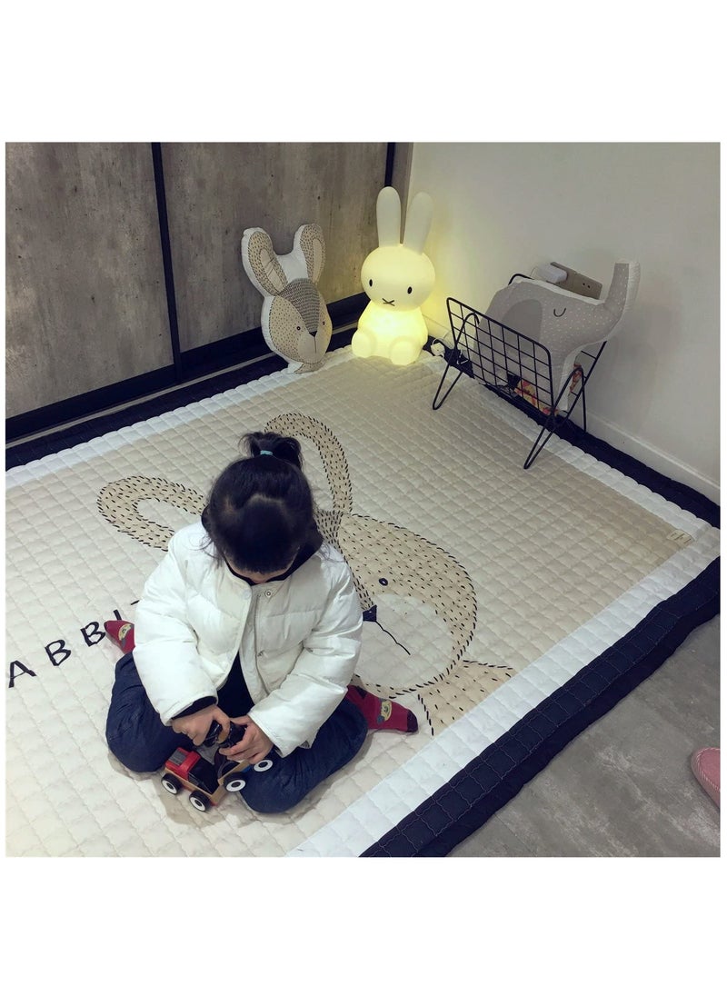 Baby Playmats large Crawling Pad Rabbit Design Cotton Soft Mat for Tummy Time