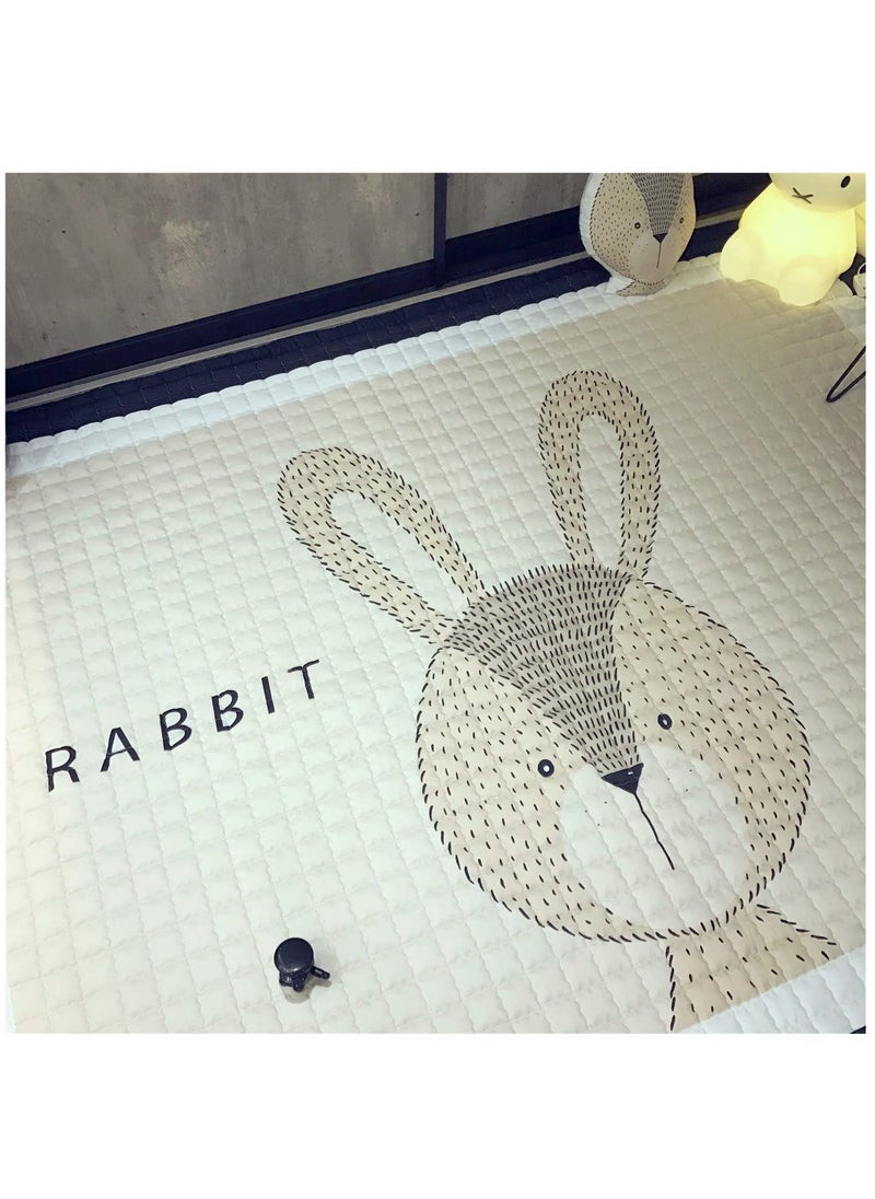 Baby Playmats large Crawling Pad Rabbit Design Cotton Soft Mat for Tummy Time
