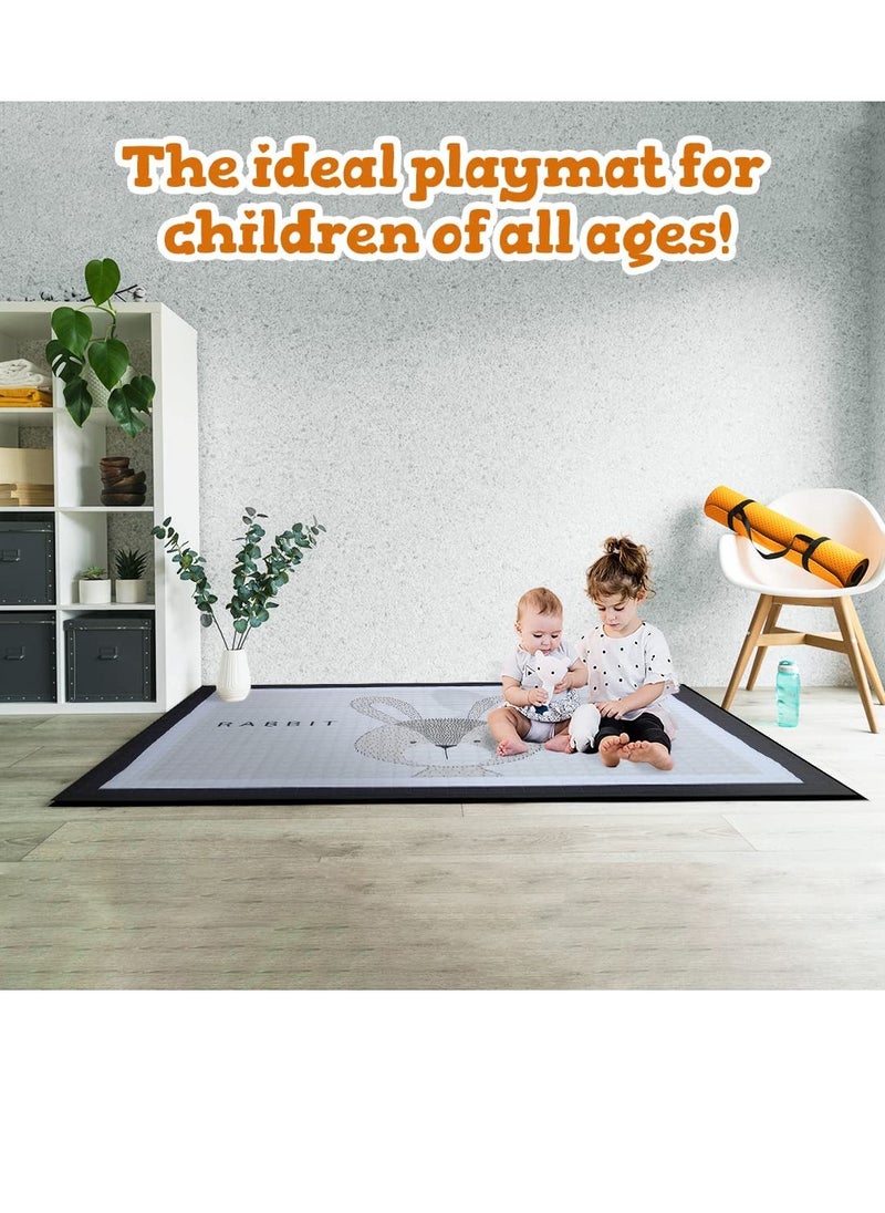 Baby Playmats large Crawling Pad Rabbit Design Cotton Soft Mat for Tummy Time