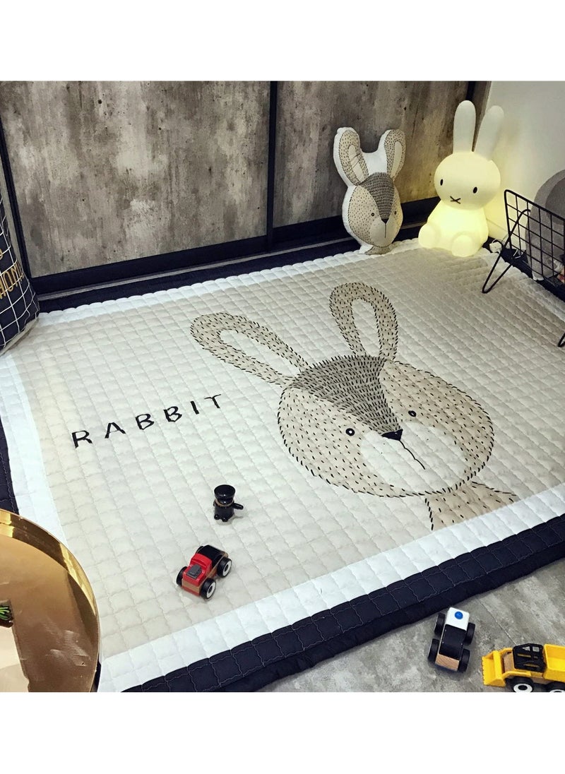 Baby Playmats large Crawling Pad Rabbit Design Cotton Soft Mat for Tummy Time