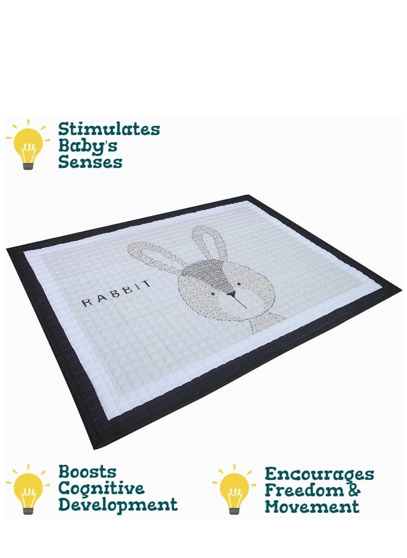Baby Playmats large Crawling Pad Rabbit Design Cotton Soft Mat for Tummy Time