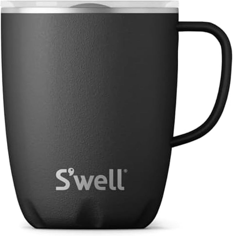 S'well Stainless Steel Travel Mug with Handle - 12oz - Onyx - Triple-Layered Vacuum-Insulated Container Designed to Keep Drinks Cold and Hot - BPA-Free Water Bottle - Image 1