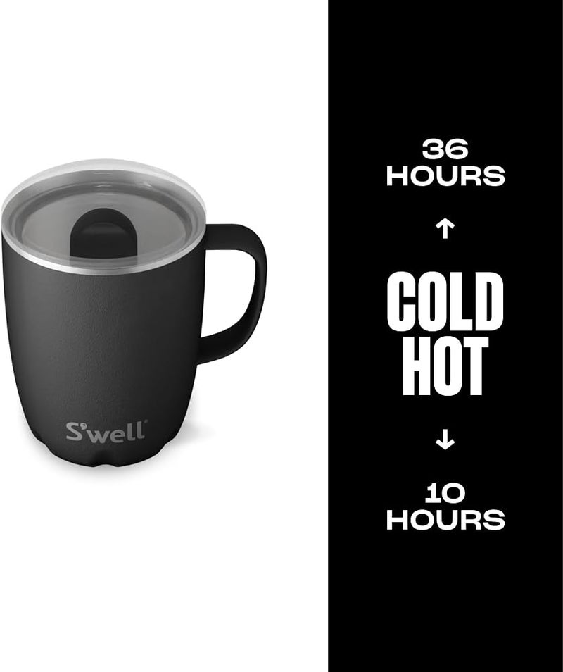 S'well Stainless Steel Travel Mug with Handle - 12oz - Onyx - Triple-Layered Vacuum-Insulated Container Designed to Keep Drinks Cold and Hot - BPA-Free Water Bottle - Image 2
