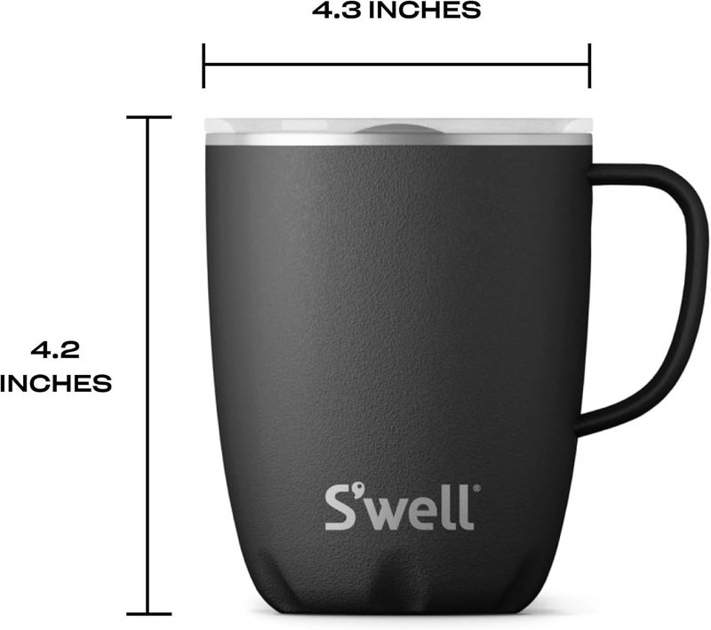 S'well Stainless Steel Travel Mug with Handle - 12oz - Onyx - Triple-Layered Vacuum-Insulated Container Designed to Keep Drinks Cold and Hot - BPA-Free Water Bottle - Image 4