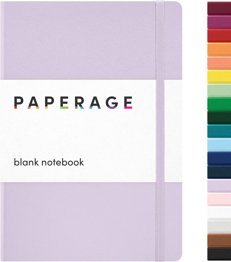 ببرج دفتر يوميات PAPERAGE فارغ، (لافندر)، 160 صفحة، مقاس متوسط 5.7 بوصة × 8 بوصة - ورق سميك 100 جرام، غلاف صلب - Image 1