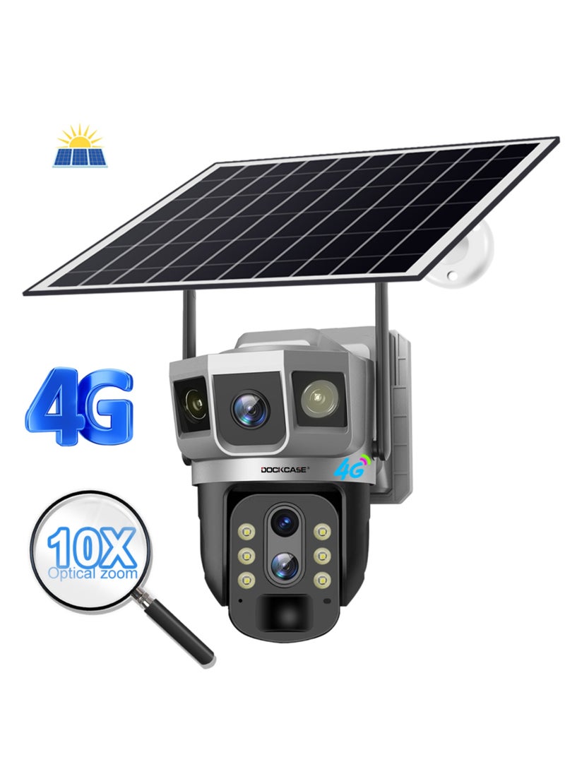 DOCKCASE 4MP Dual-Lens 4G Sim Card Solar Camera,Solar Powered Outdoor Security Camera  - Image 2