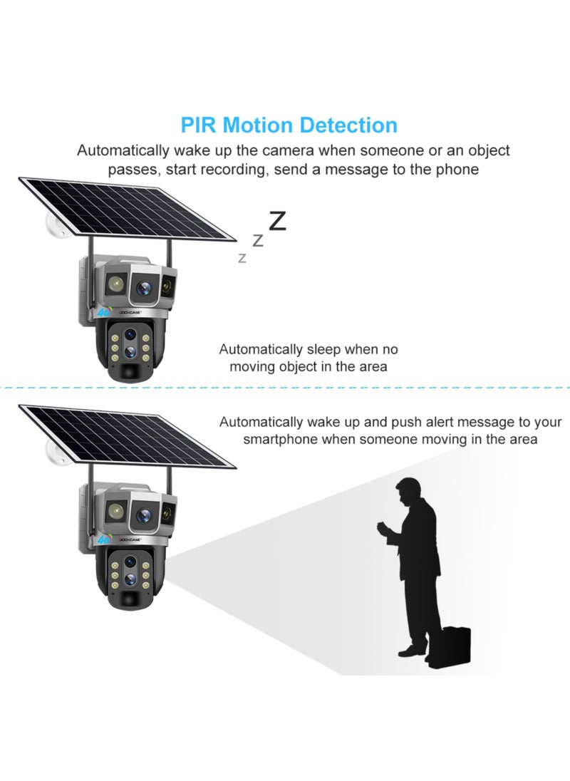 DOCKCASE 4MP Dual-Lens 4G Sim Card Solar Camera,Solar Powered Outdoor Security Camera  - Image 4