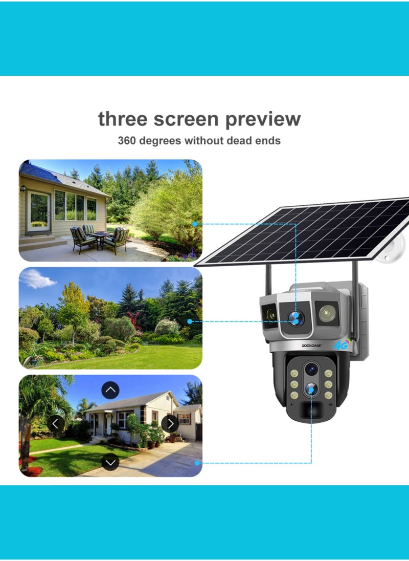 DOCKCASE 4MP Dual-Lens 4G Sim Card Solar Camera,Solar Powered Outdoor Security Camera  - Image 3