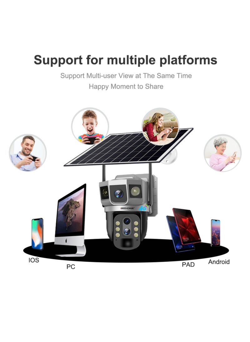 DOCKCASE 4MP Dual-Lens 4G Sim Card Solar Camera,Solar Powered Outdoor Security Camera  - Image 5