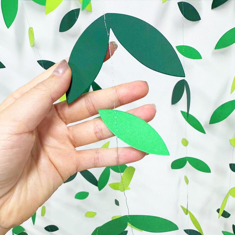 pinkblume 52 Ft Spring Summer Theme Green Paper Leaf Garland Hanging Leaves Streamer Banner for Green Birthday Wedding Engagement Bridal Shower Bachelorette Baby Shower Tea Party Decorations Supplies (4 Packs) - Image 5
