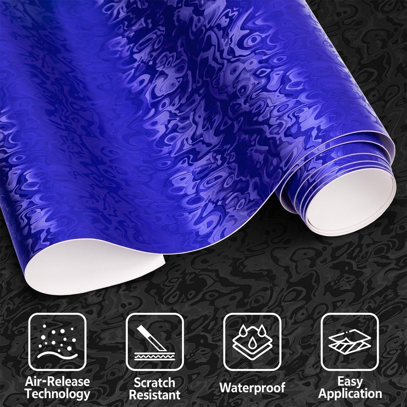 Foneso Forged Carbon Fiber Vinyl Wrap, 3D Cosmic Ghost Textured Auto Car Sticker Decal Film Sheet DIY Vehicle Paint Changing Wrap Featuring Air Release Technology (Blue, 1ft x 5ft) - Image 5
