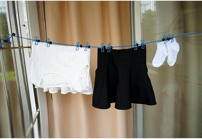 NFI essentials Portable Multi Functional Drying Rope with 12 Clips and 2 HooksPortable Outdoor Travel Clothesline Rope Clothes Hanging Hook - Image 5