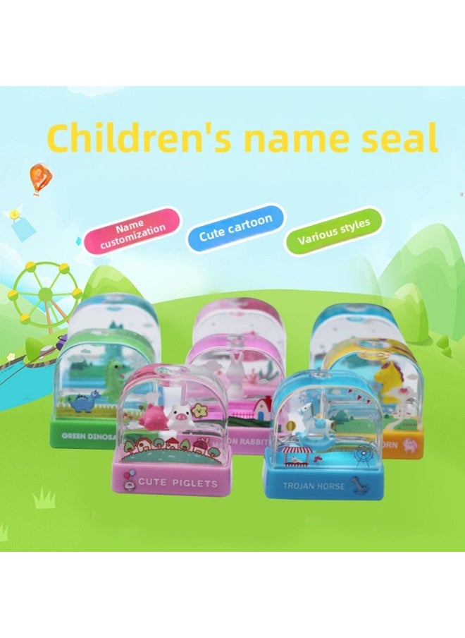 Generic - Kindergarten Waterproof Floating Cute Cartoon Not Fading For Primary School Students Baby Crystal Name Seal Name Children-Color:Seal Green Elephant Foundation-Specifications:Specifications - Image 1