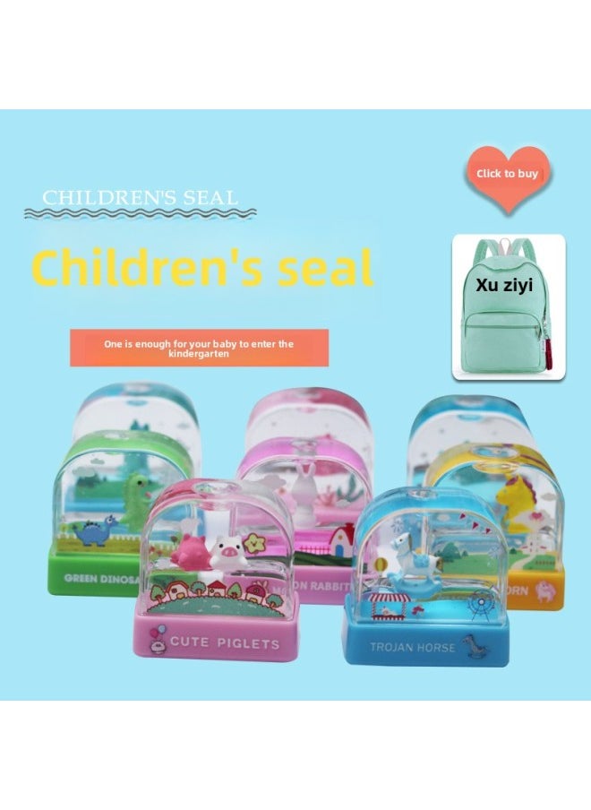 Generic - Kindergarten Waterproof Floating Cute Cartoon Not Fading For Primary School Students Baby Crystal Name Seal Name Children-Color:Seal Green Elephant Foundation-Specifications:Specifications - Image 1