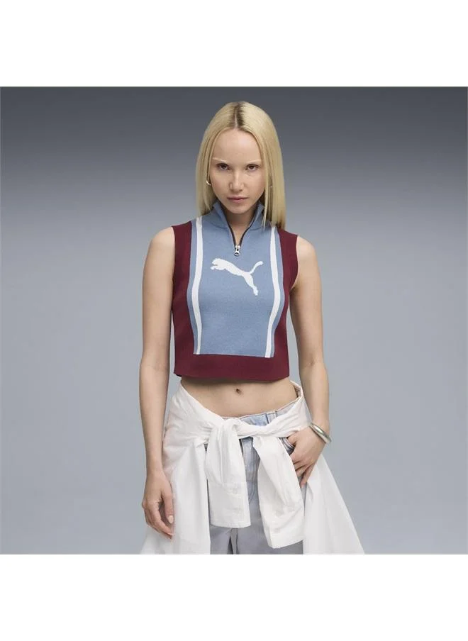 بوما بلوزة بدون أكمام محبوكة بنصف سحاب للنساء من تشكيلة FUTURE.PUMA.ARCHIVE