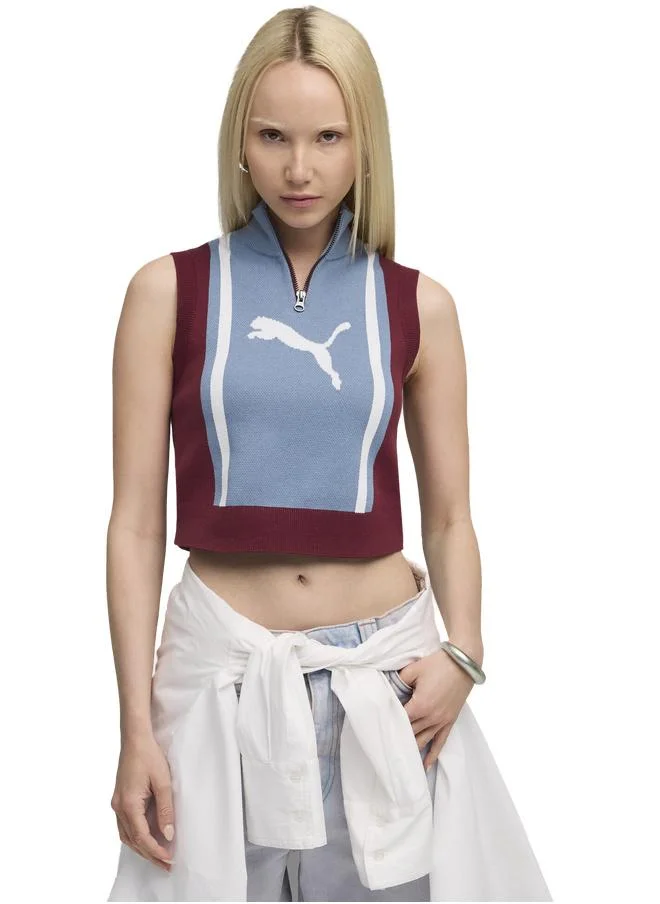 بوما بلوزة بدون أكمام محبوكة بنصف سحاب للنساء من تشكيلة FUTURE.PUMA.ARCHIVE