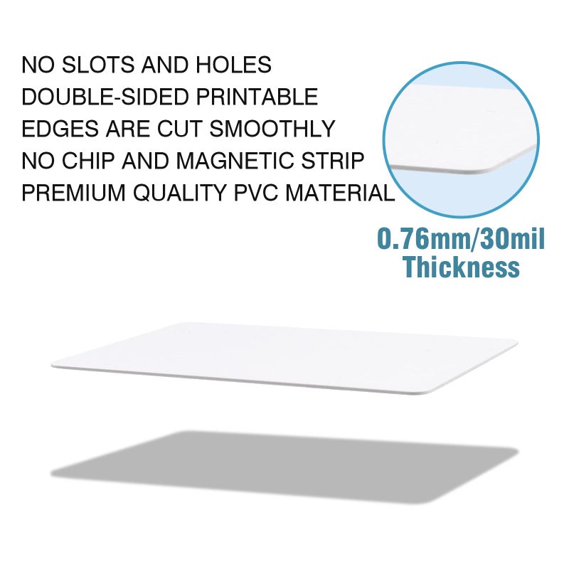 CAETOUNG 20 Pack Premium Blank PVC Cards, CAETOUNG CR80 30 Mil Graphic Quality White Plastic Cards for Photo ID Badge Printers - Image 2