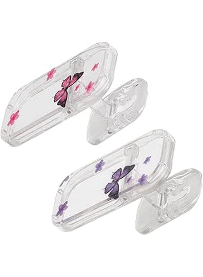 Foldable Telescopic Phone Stand with Adhesive Backing Portable Desk Cradle Purple Pink Wing Pattern - Image 1