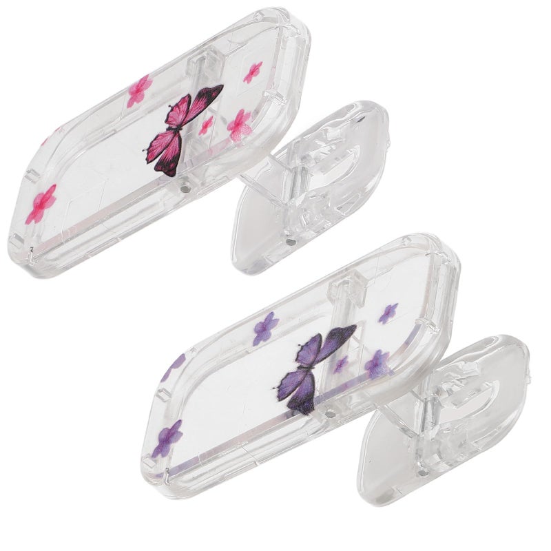 Foldable Telescopic Phone Stand with Adhesive Backing Portable Desk Cradle Purple Pink Wing Pattern - Image 2