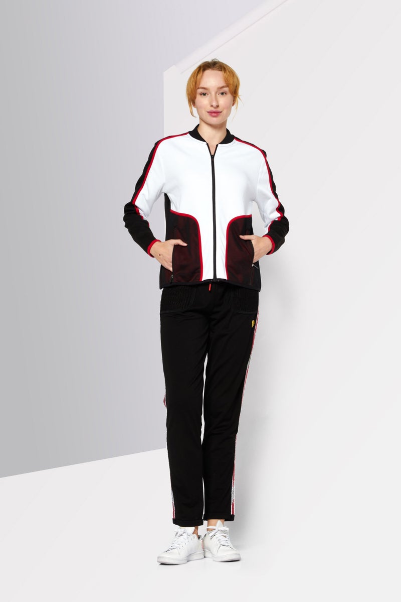 Scuderia Ferrari Women Sportswear Fit Long Sleeve Outdoor Sweatshirts, White Combo  - Image 2