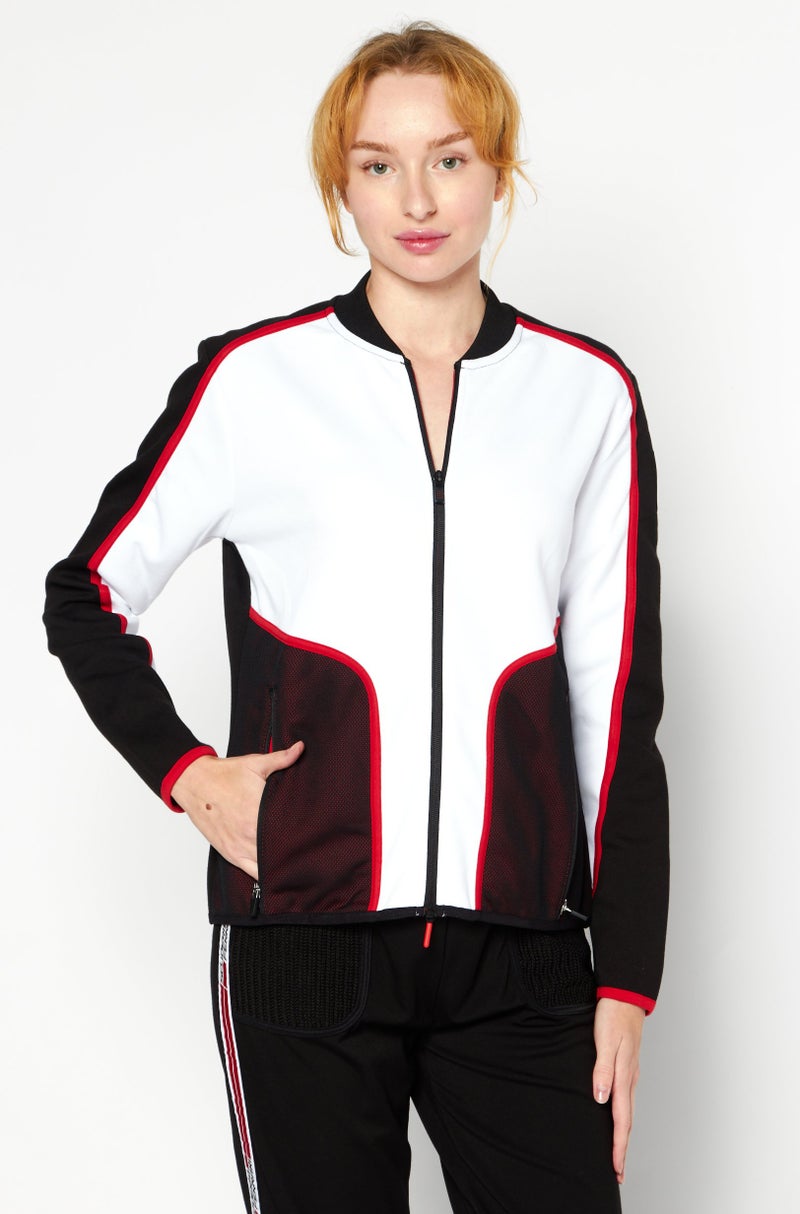 Scuderia Ferrari Women Sportswear Fit Long Sleeve Outdoor Sweatshirts, White Combo  - Image 1