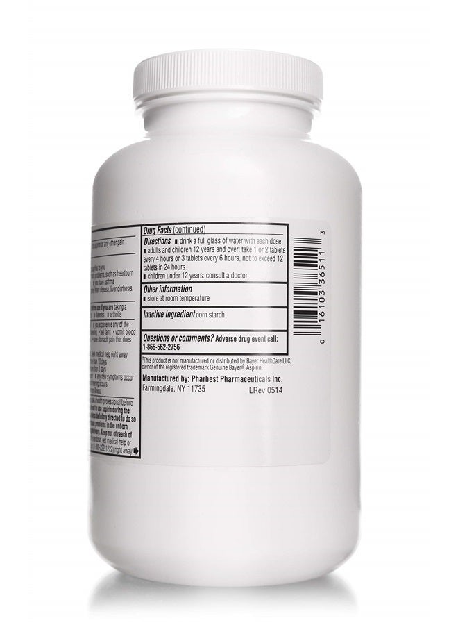 PHARBEST Aspirin 325 mg | Regular Strength | 1000 Count Uncoated Tablets - Image 3